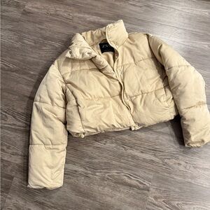 Zara Women's Tan Puffer Coat